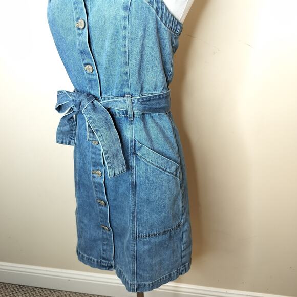 Habitual Belted Denim Mini Dress Button Front - Picture 5 of 9